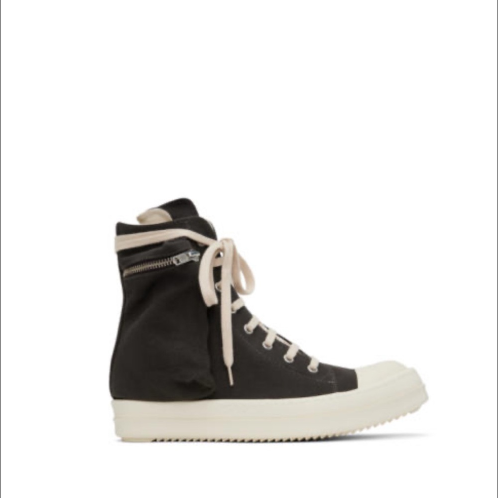 Rick Ownes Drkshdw Cargo Sneakers Black and White High-Top Sneakers